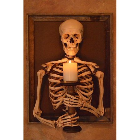 WONDERDESCONCIERTO Framed 3D Harvey Skeleton Torso Holding Flameless Candle WO1862228